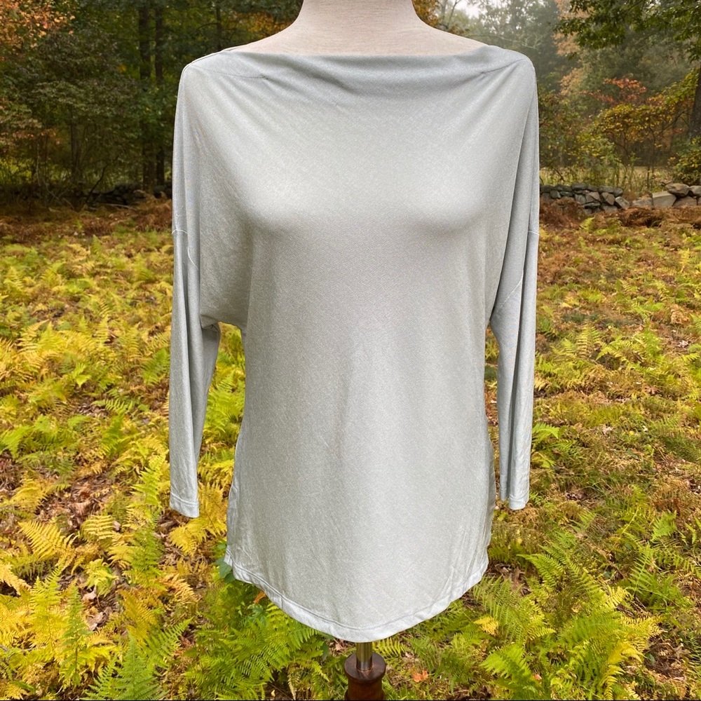 BABATON TOP TUNIC GRAY STRETCH BOAT NECK 3/4 SLEEVES Size S SMALL